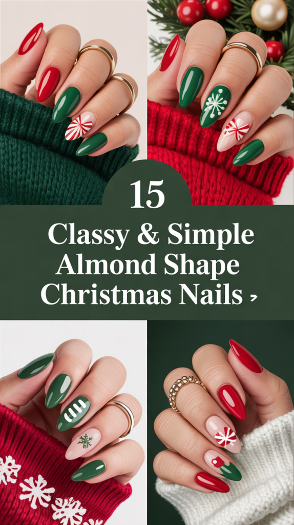 almond christmas nails Winter