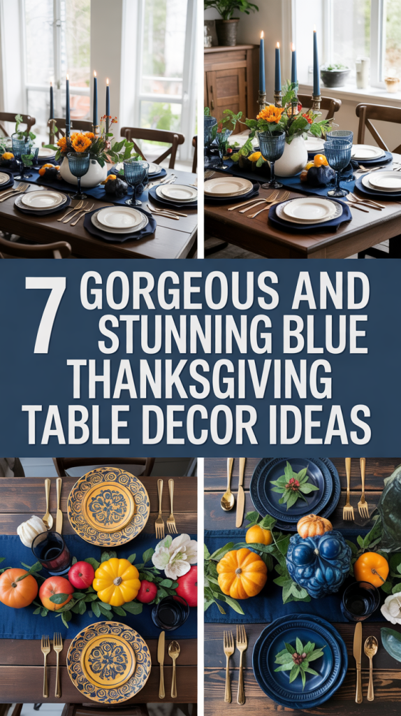 Blue Thanksgiving Table Decorations blue thanksgiving table decor