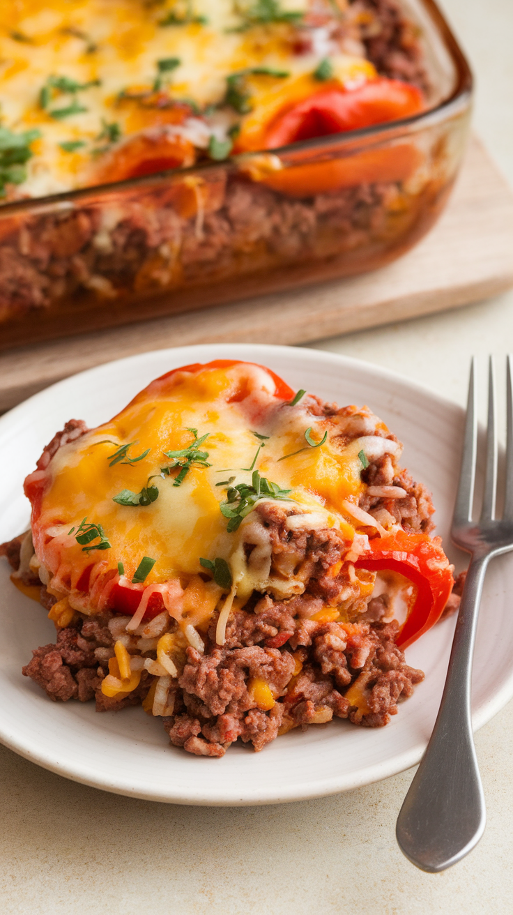 classic stuffed peppers baked into a hearty casserole