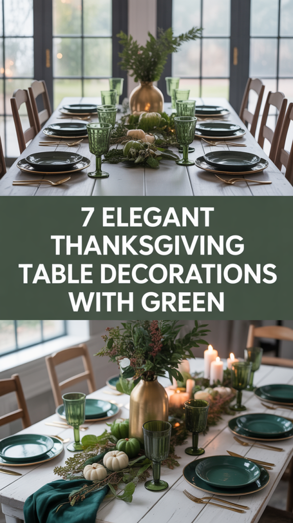 Thanksgiving Table Decorations green thanksgiving tablescape