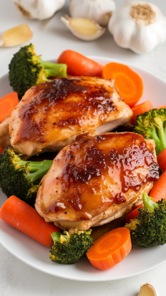honey-garlic glaze cooked slowly with tender carrots and broccoli