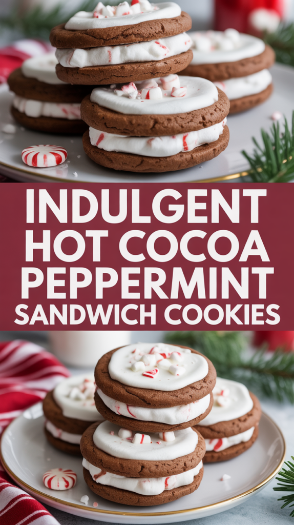 Easy Christmas Cookies hot cocoa peppermint sandwich cookie