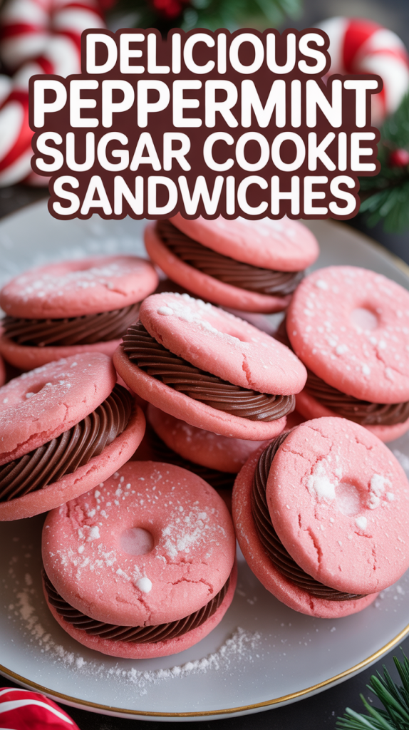  peppermint sugar cookie sandwiches