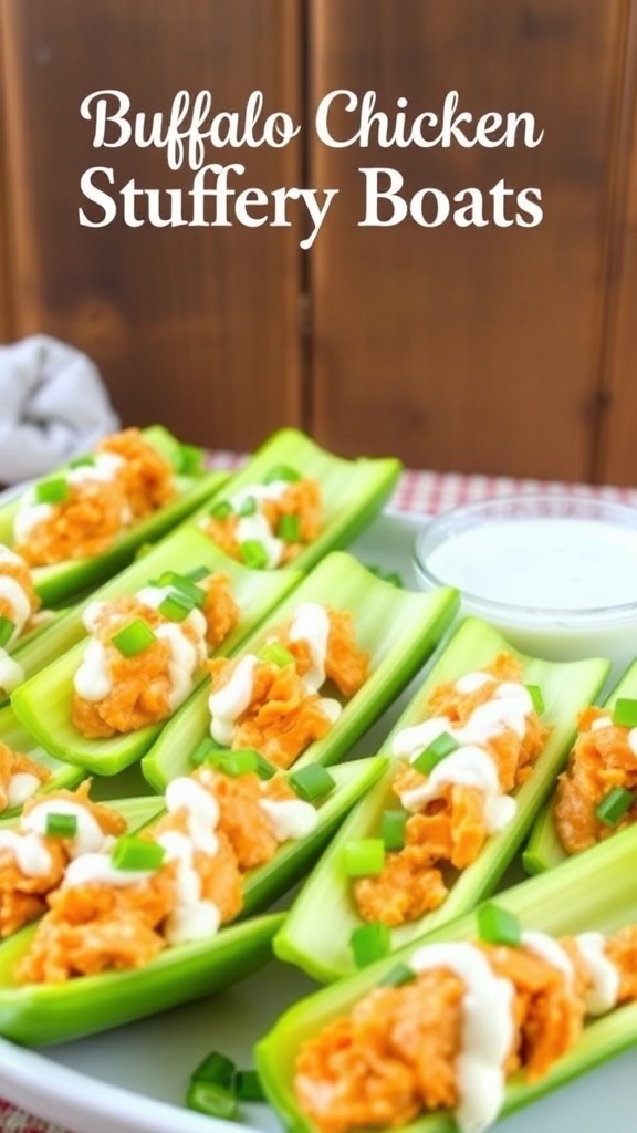 Buffalo Chicken Stuffed Celery Boats Recipe