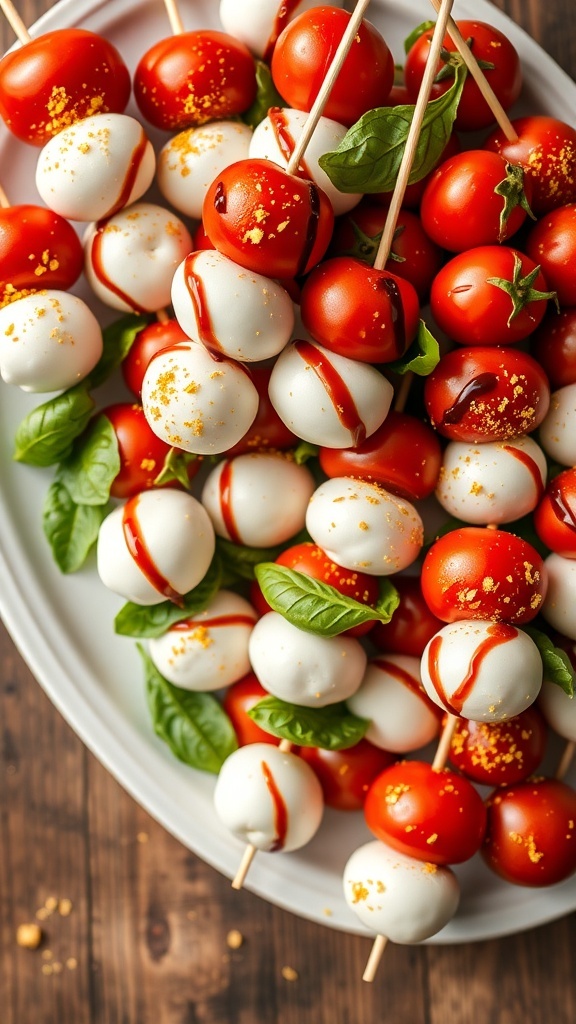 Gold-Dusted Caprese Skewers Recipe