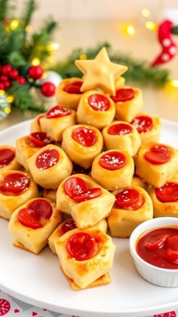 Christmas Tree Pull-Apart Pizza Bites Recipe