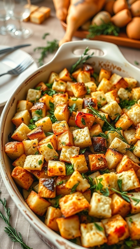 Savory Brioche Herb Stuffing Recipe