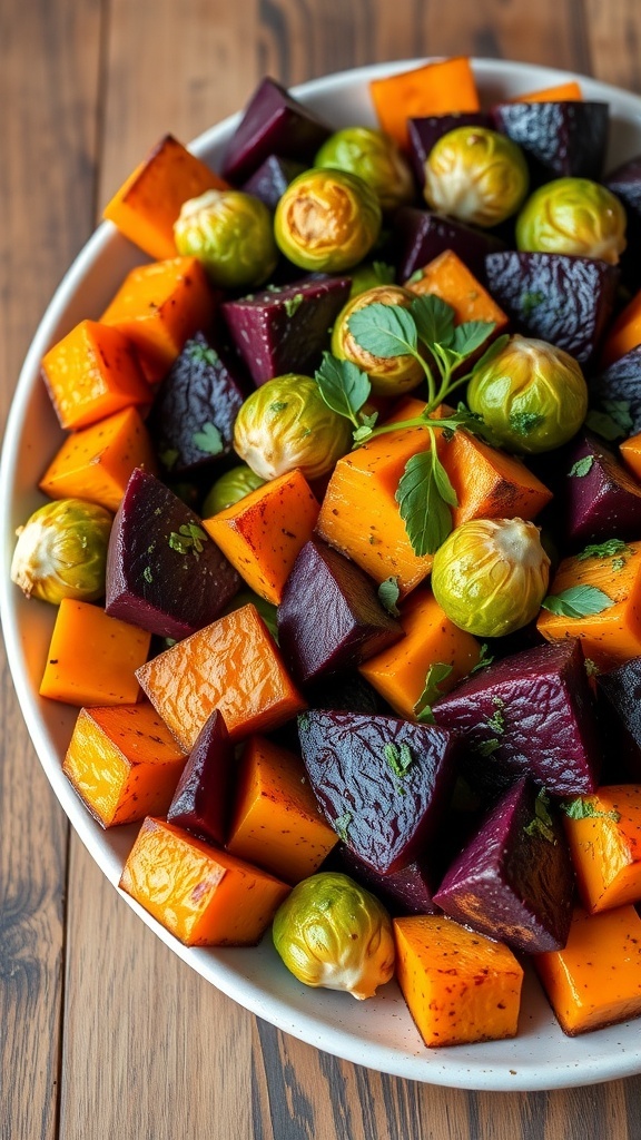 Roasted Butternut Squash Beets, and Brussels Sprots Recipe