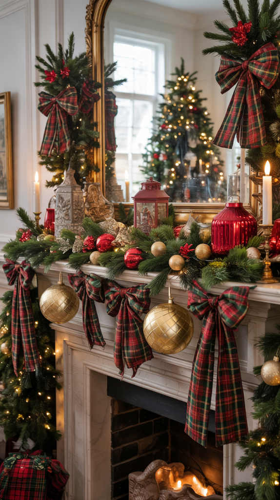 ralph lauren christmas mantle decor table