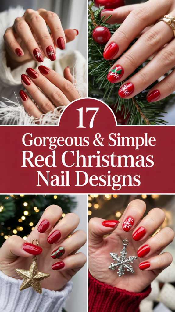 Simple Christmas Nails red christmas nails