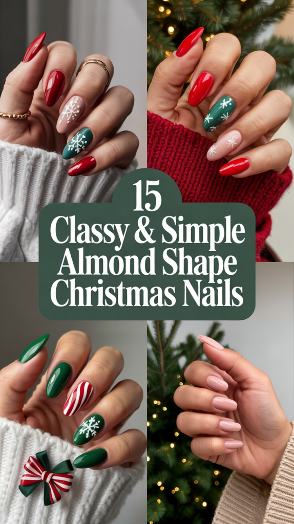simple Christmas Nails Almond