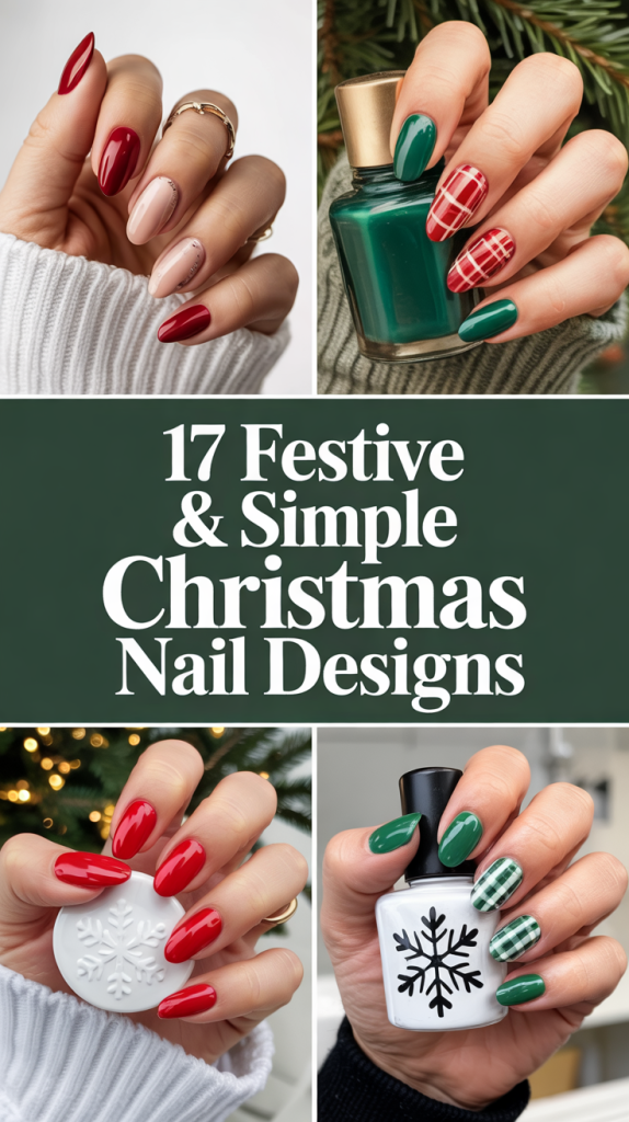 simple christmas nails Winter