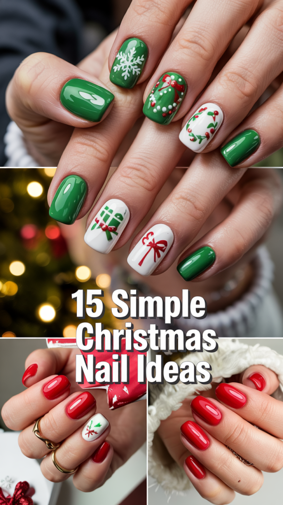 simple christmas nails square