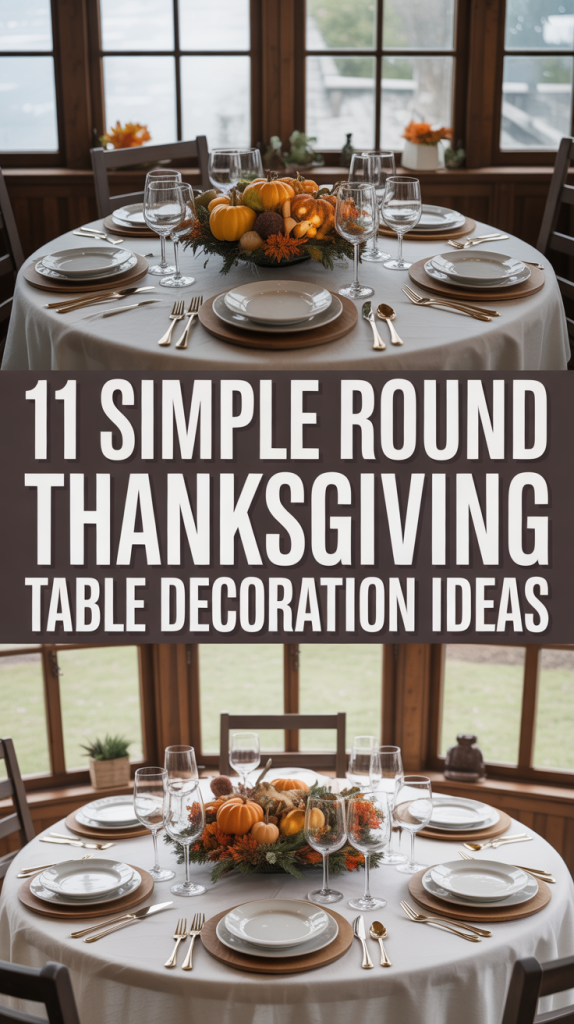 simple thanksgiving table decor for round table