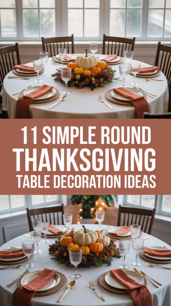 thanksgiving decorations round table setting simple