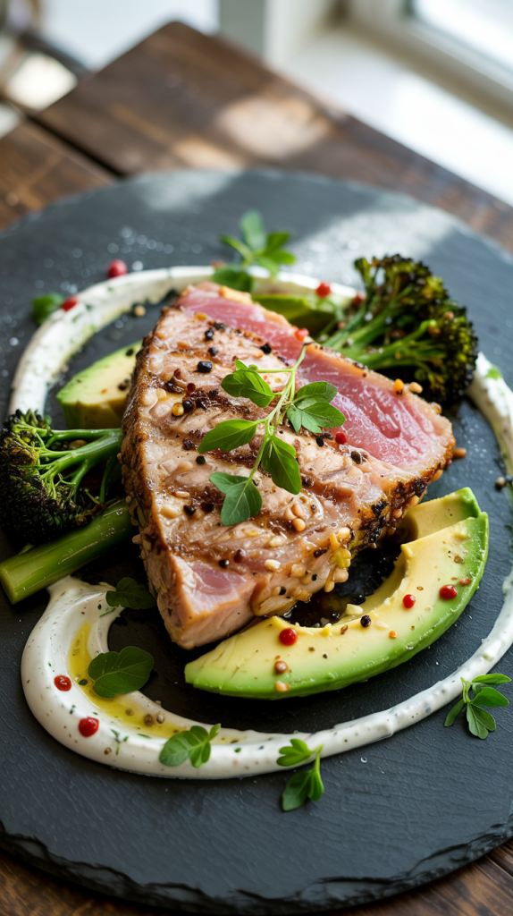 High Protein High Protein Dinner Lemon Garlic Tuna Steak High Protein Lunch