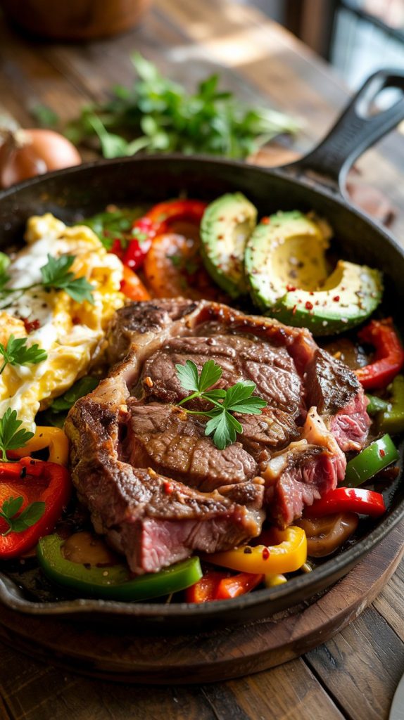 High Protein 50 Grams Of Protein Meals, Steak and Egg High Protein Skillet Recipe
