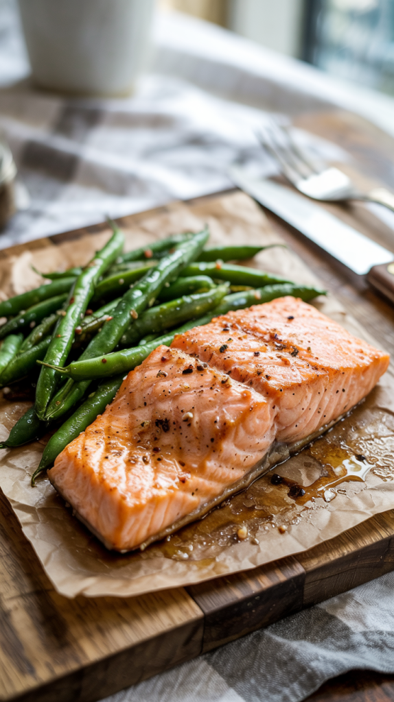 BBQ Grilled Salmon with Green Beans Recipe