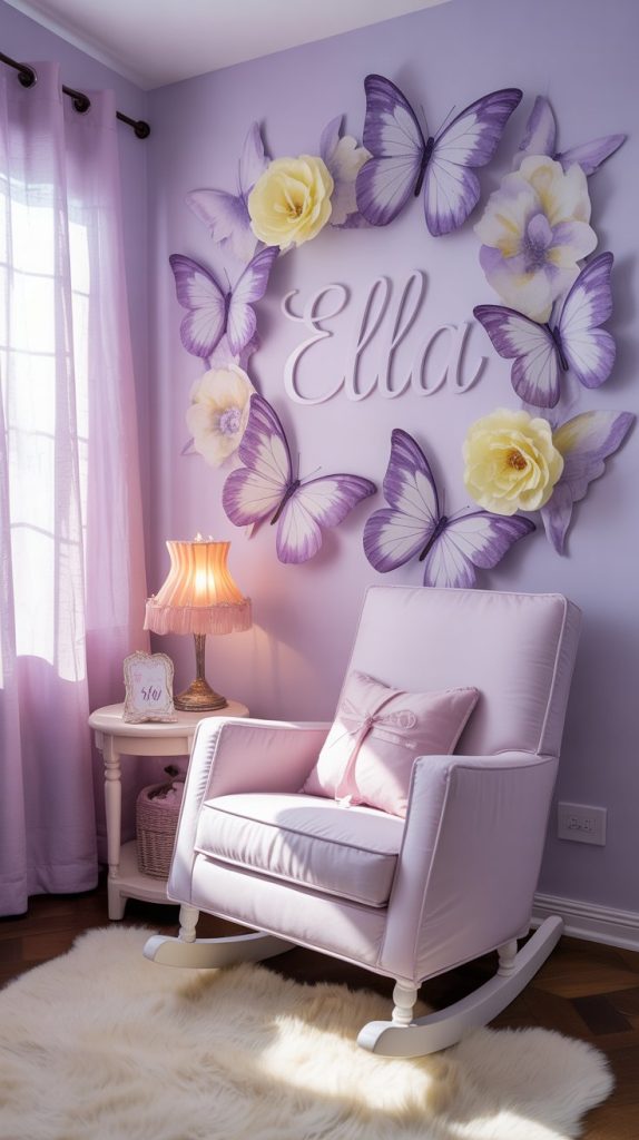 Butterfly Baby girl nursery room ideas
