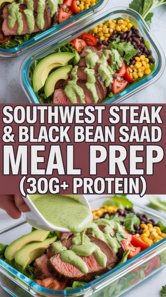 Cold Lunch meal prep Southwest Steak and Black Bean Salad Meal Prep