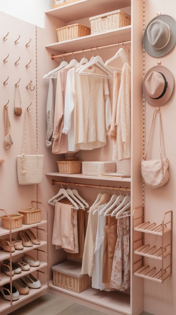 Small Closet Organization Ideas Cozy Rustic Closet With Baskets