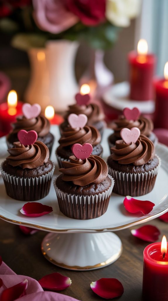 Cute Valentines Dessert Decadent Valentine’s Day Chocolate Cupcakes