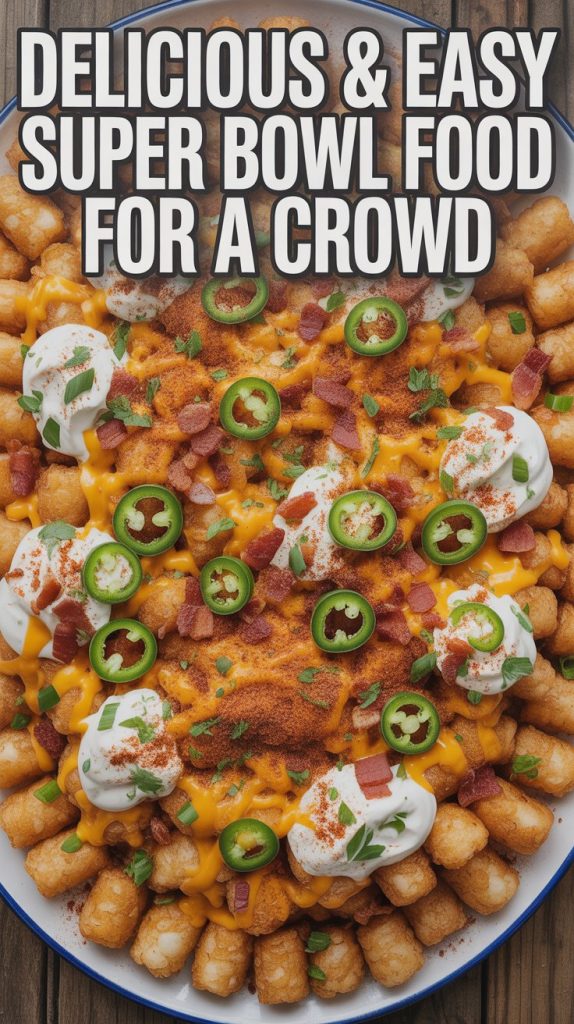 Eagles Super bowl food Loaded Tater Tots Party Platter Recipe