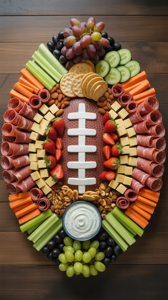 Football-Shaped Charcuterie Board Recipe