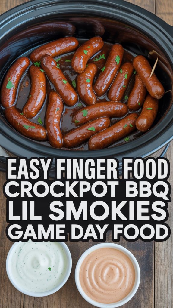 Game Day Food Football Appetizers Crockpot BBQ Lil Smokies Sausages 