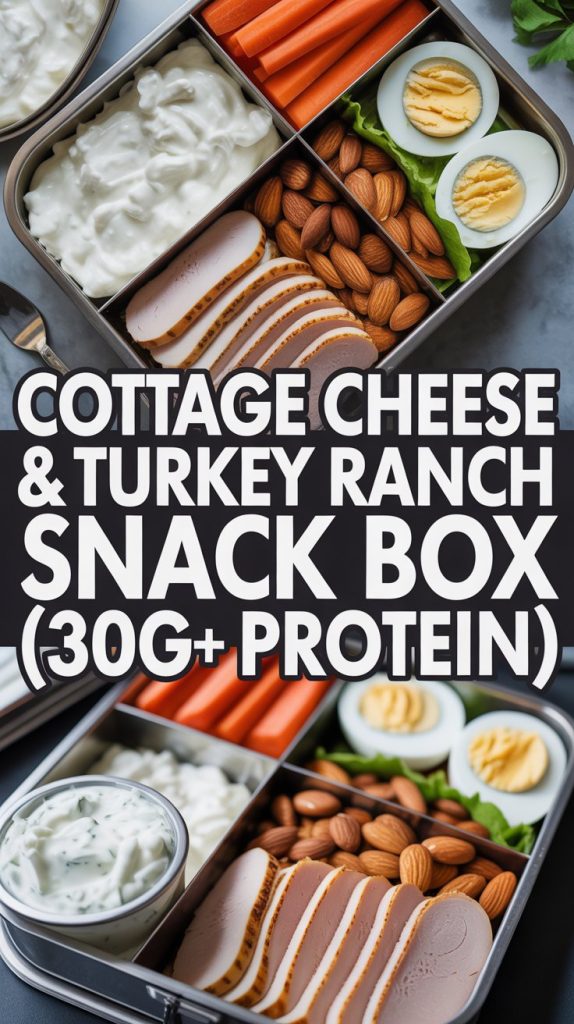 Healthy Lunch And Snack Ideas Cottage Cheese and Turkey Ranch Snack Box