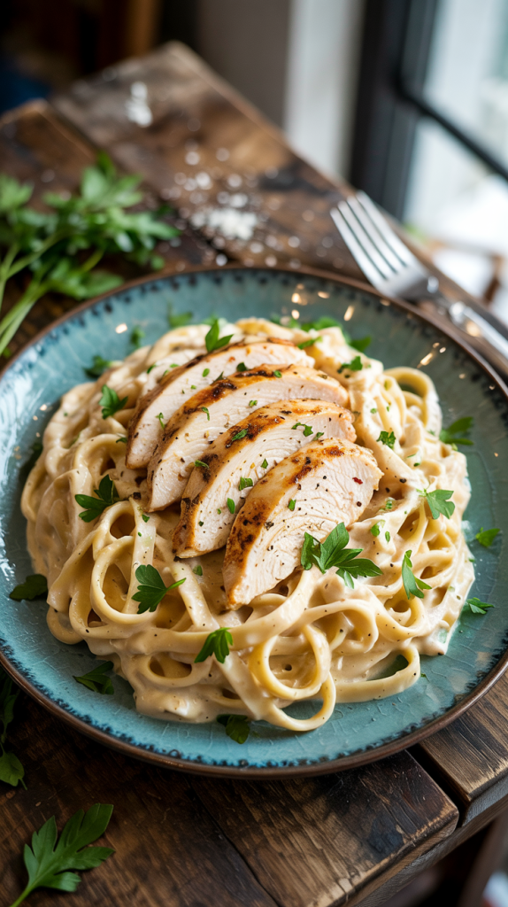 High Protein Cottage Cheese Chicken Alfredo