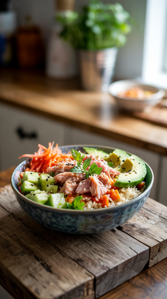 High Protein Tuna & Avocado Rice Bowls