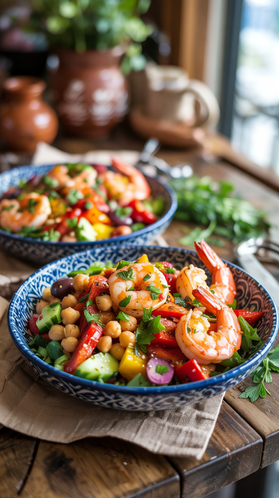 Mediterranean Shrimp and Chickpea Bowls