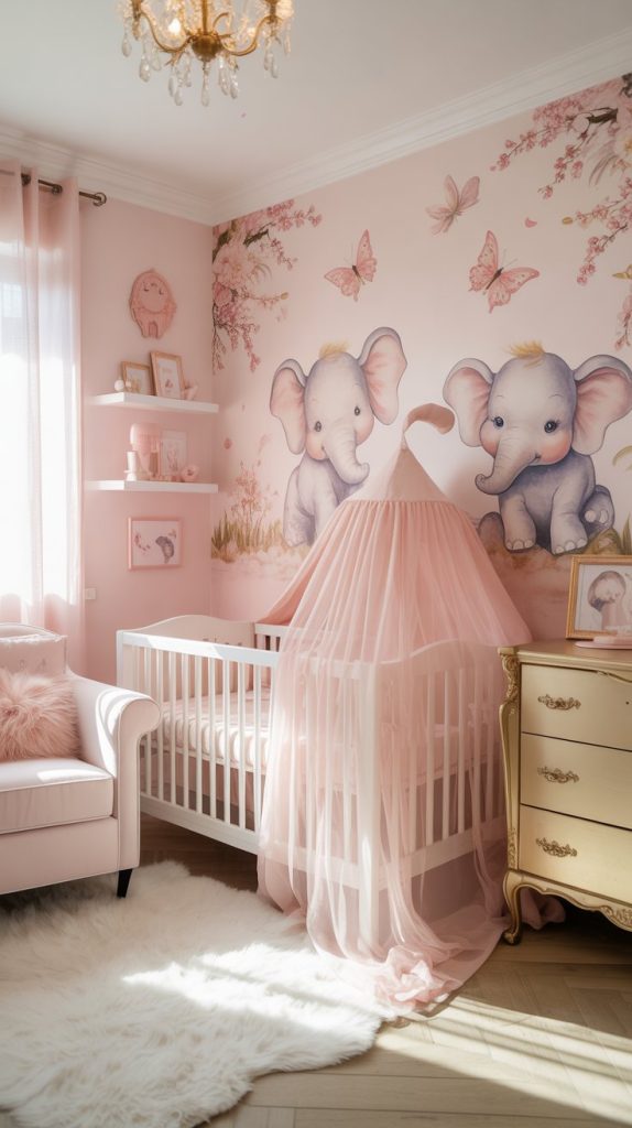 Pink Simple Baby girl nursery room ideas