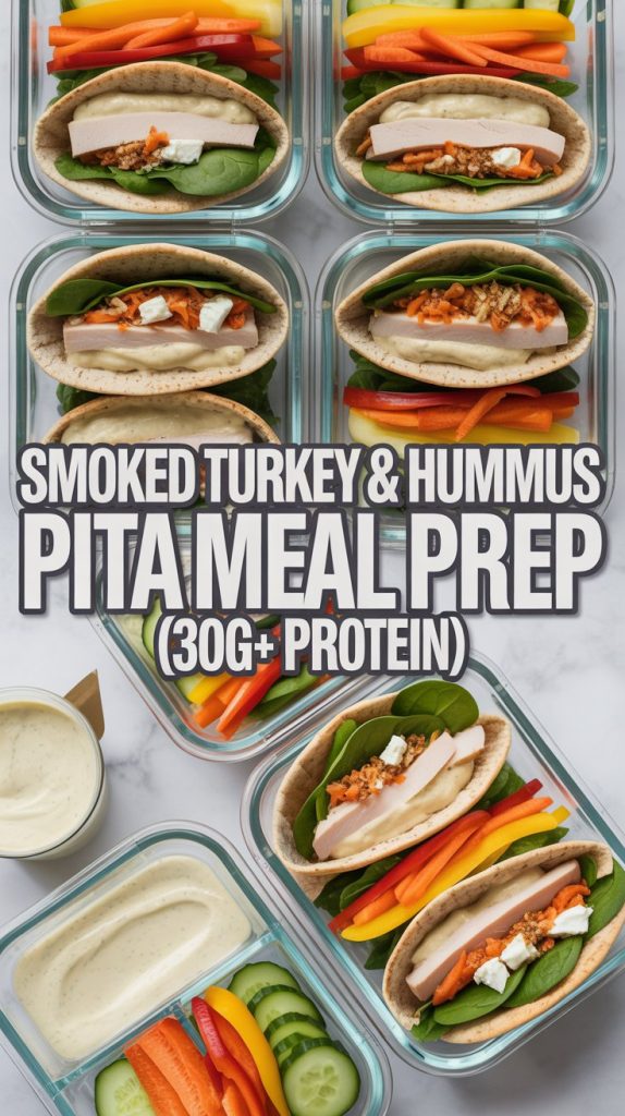 Quick And Healthy Meal Prep Smoked Turkey & Hummus Pita Meal Prep