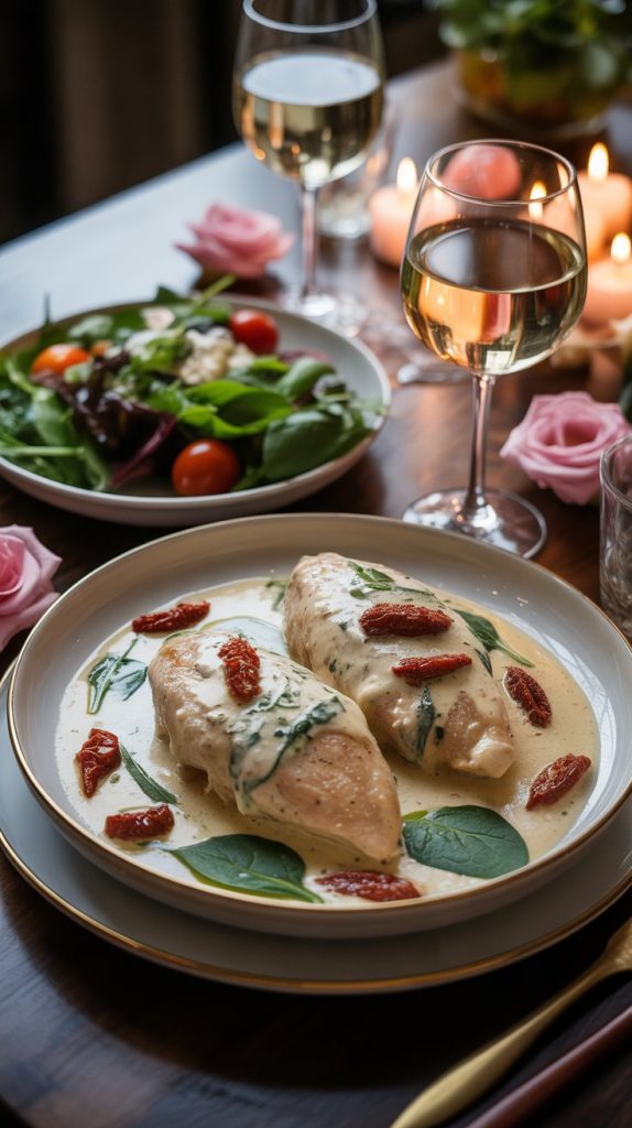 Romantic dinner at home Creamy Tuscan Chicken for Two