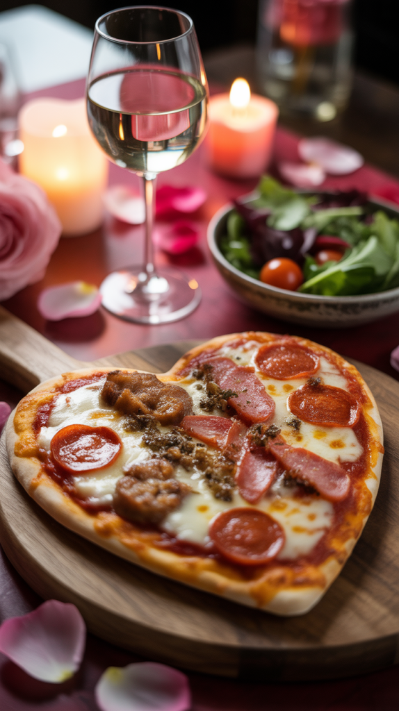 Valentines day dinner 1 Heart-Shaped Pizza for Valentine