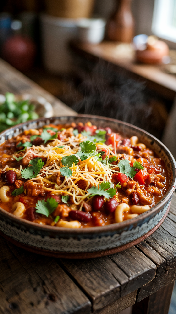 Whole-grain macaroni, lean turkey, beans, and tomatoes for a comforting but healthy dinner