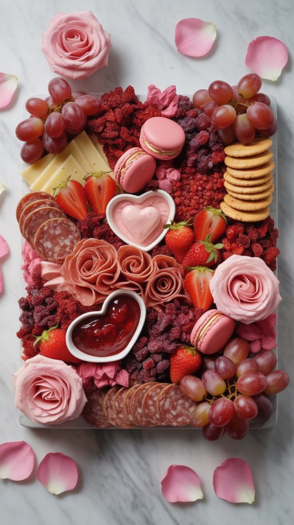 Valentines charcuterie board Galentines party food ideas