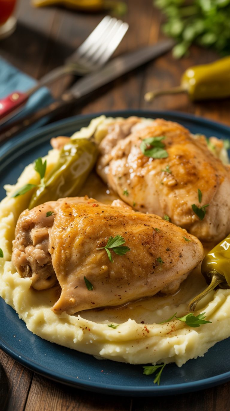 Mississippi Style Crockpot Chicken Thighs