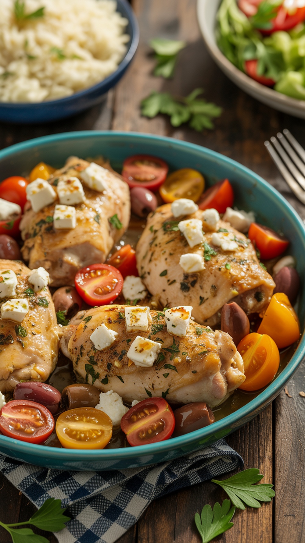 Mediterranean Baked Boneless Chicken Thighs with Olives and Feta