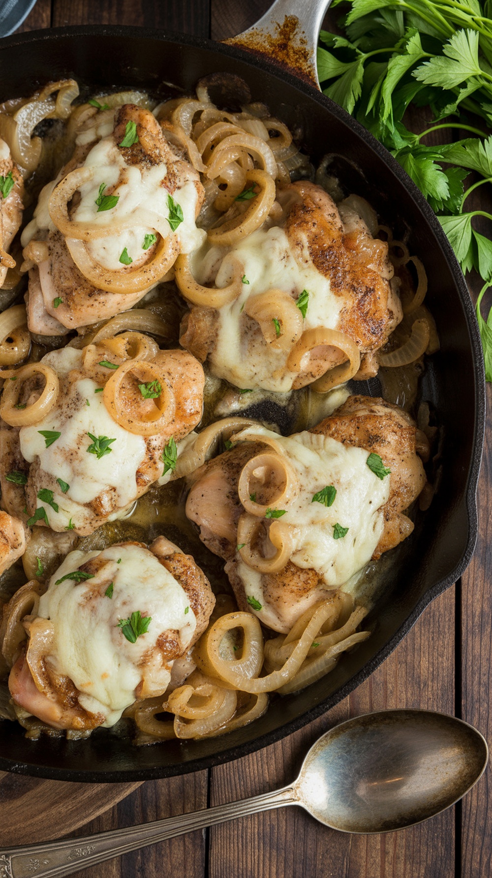 French Onion Chicken Thigh Skillet