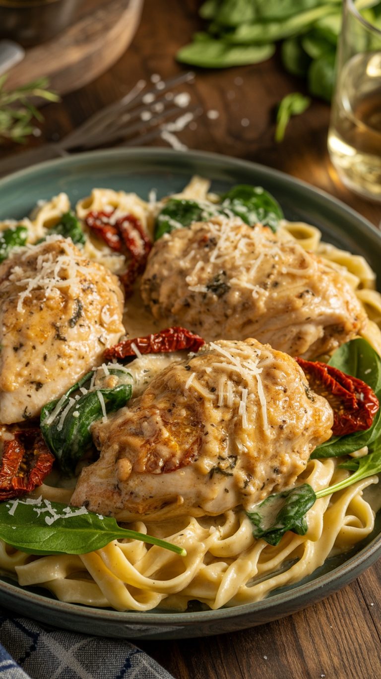 Crockpot Creamy Tuscan Chicken Thighs